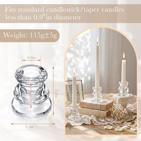 Mumufy 64 Pcs Clear Glass Candlestick Holders Taper Candle Holders Bulk Thick Glass Candleholders Fit for Thin Candles Wedding Party Festival Decoration Dinning in Kuwait