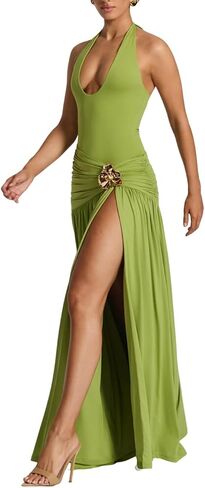 Bodysuit Maxi Dress Set Backless Tie Split Seaside Vacation Party Dresses in Kuwait