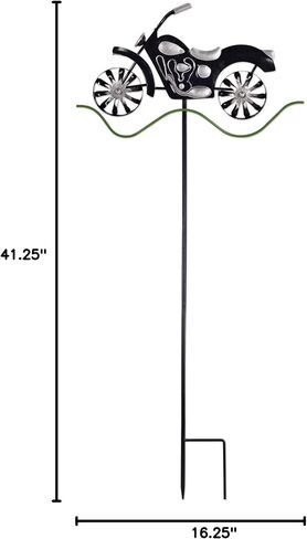 Sunset Vista Designs Everyday - 41-Inch Decorative Wind Spinner Garden Stake, Black Motorcycle in Saudi Arabia