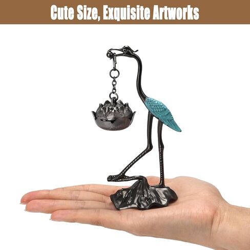 2pcs Crane Incense Holder, Vintage Hanging Incense Burner with Lid Ash Catcher for Cone & Coil Incense – Aromatherapy Ornament for Home Office Decor (Copper+Blue) in Saudi Arabia