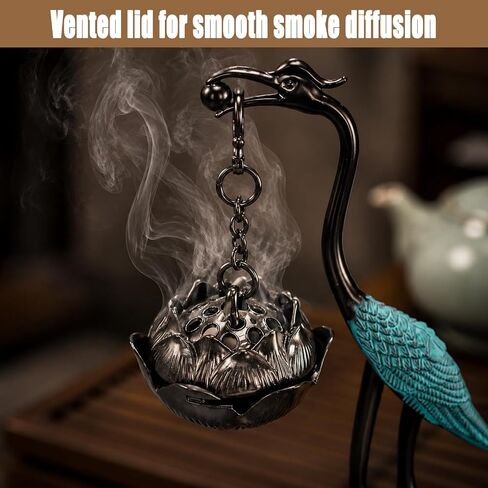 2pcs Crane Incense Holder, Vintage Hanging Incense Burner with Lid Ash Catcher for Cone & Coil Incense – Aromatherapy Ornament for Home Office Decor (Copper+Blue) in Saudi Arabia