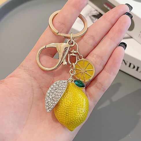 3D Fruit Key Chain Cute Rhinestone Keychain Accessories Birthday Party Gift for Women in Saudi Arabia