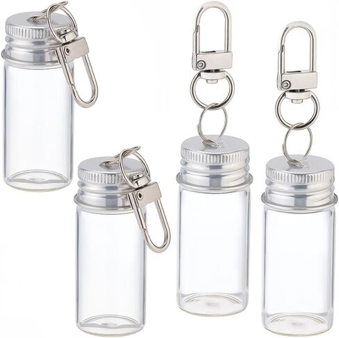 SUNNYCLUE 1 Box 10Pcs 10ml Small Glass Vial Keychain Mini Glass Jars Keychain Silver Bottle Caps with Swivel Clasps Wishing Clear Vials Key Chains for DIY Wedding Favors Home Crafts Travel Gifts in Saudi Arabia