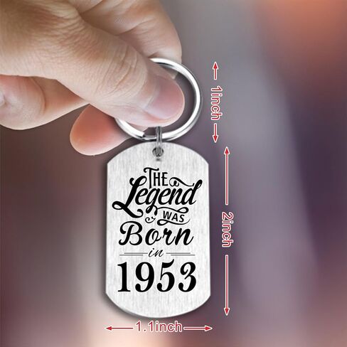 Yobent 73rd Birthday Gifts for Men 1953, Happy 73rd Birthday Keychain, 73 Year Old Birthday Gifts for Women, The Legend was Born in 1953 in Kuwait