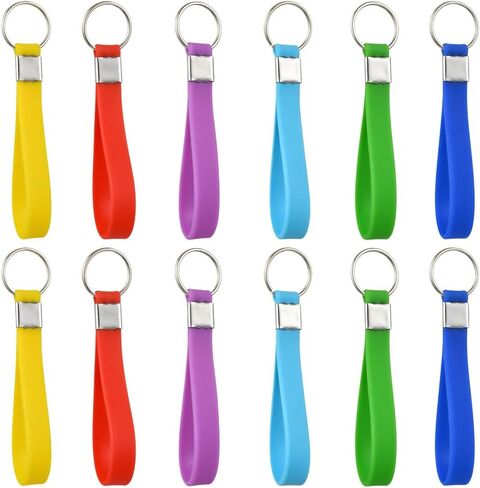 SUNNYCLUE 20Pcs Wrist Strap Keychain Wristlet Key Chain Bulk Random Colorful Resin Soft Lightweight Belt Blank Hand Keyring Holder with Iron Ring for DIY Crafting Bag Wallet Cellphone Accessories in Saudi Arabia