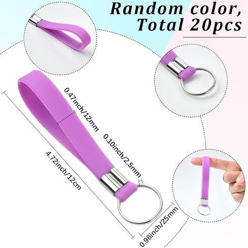SUNNYCLUE 20Pcs Wrist Strap Keychain Wristlet Key Chain Bulk Random Colorful Resin Soft Lightweight Belt Blank Hand Keyring Holder with Iron Ring for DIY Crafting Bag Wallet Cellphone Accessories in Saudi Arabia