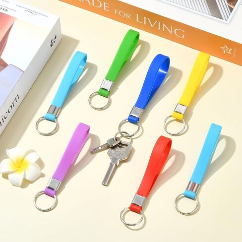 SUNNYCLUE 20Pcs Wrist Strap Keychain Wristlet Key Chain Bulk Random Colorful Resin Soft Lightweight Belt Blank Hand Keyring Holder with Iron Ring for DIY Crafting Bag Wallet Cellphone Accessories in Saudi Arabia