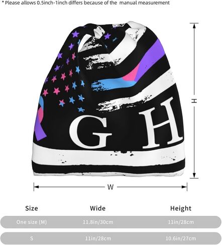 Thyroid Cancer Awareness USA Flag Fight Multifunctional Slouchy Beanie Hat, Soft Stretch Skull Cap for Men & Women94 Black in Kuwait