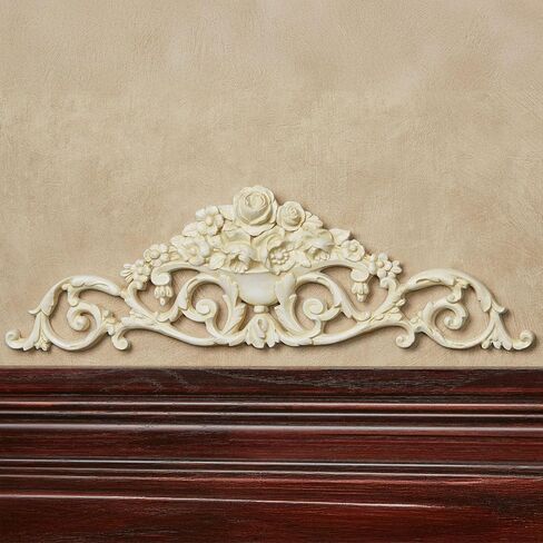 Touch of Class Giovana Ivory Acanthus Leaves and Roses Wall Topper - Picture Enhancements - Wall Decor Hanging for Bedroom, Bathroom, Dining Room, Living Room, Office in Kuwait