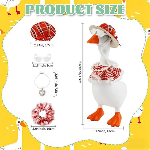 Desk Mini Goose Key Holder 7 inch with 6 set Outfits Desk Goose Outfit with Cute Felt Hat Necklace Dress Sunglasses Magnetic Porch Goose Statue Home Office Decor Housewarming Gifts (Colourful Garden) in Saudi Arabia