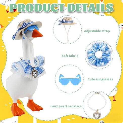 Desk Mini Goose Key Holder 7 inch with 6 set Outfits Desk Goose Outfit with Cute Felt Hat Necklace Dress Sunglasses Magnetic Porch Goose Statue Home Office Decor Housewarming Gifts (Colourful Garden) in Saudi Arabia