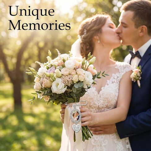 Photo Charm Pin Brooch for Wedding, Heart Wedding Bouquet Photo Charm, Pictures Memorial Pins for Bride, Bridal Charms for Bouquet Accessories, DIY Making Kit in Saudi Arabia