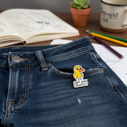 Funny Duck Pin - Sarcastic Duck Enamel Pins Brooch with "Got Any Grapes?" for Backpacks, Jackets, Hats. Humor Animal Brooches Gift for Friends, Women, Teens, Adults. in Saudi Arabia