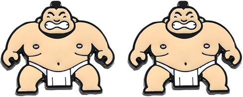 2pcs Cartoon Sumo Wrestling Enamel Pins, Humorous and Funny Characters Alloy Lapel Pins, Clothes Backpack Wallet Accessories in Kuwait