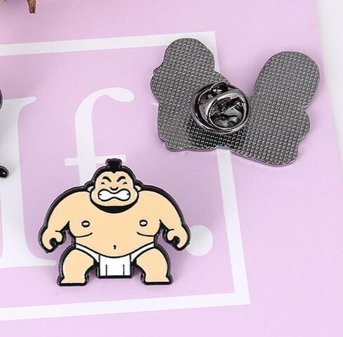 2pcs Cartoon Sumo Wrestling Enamel Pins, Humorous and Funny Characters Alloy Lapel Pins, Clothes Backpack Wallet Accessories in Kuwait