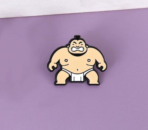 2pcs Cartoon Sumo Wrestling Enamel Pins, Humorous and Funny Characters Alloy Lapel Pins, Clothes Backpack Wallet Accessories in Kuwait