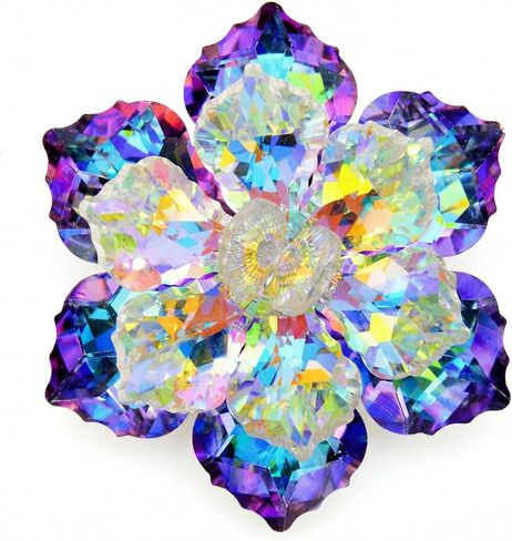 Large Purple Flower Brooch Pin for Women – Vintage Crystal Flower with Sparkling Amethyst Rhinestones, Elegant Floral Brooch Lapel Pins for Wedding, Banquet, Coat, Scarf in Saudi Arabia
