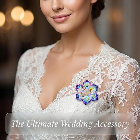 Large Purple Flower Brooch Pin for Women – Vintage Crystal Flower with Sparkling Amethyst Rhinestones, Elegant Floral Brooch Lapel Pins for Wedding, Banquet, Coat, Scarf in Saudi Arabia