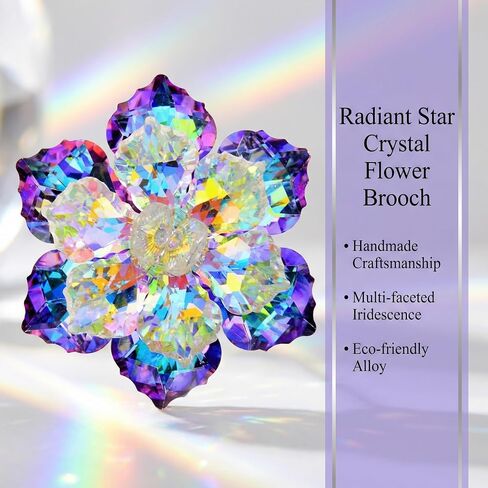 Large Purple Flower Brooch Pin for Women – Vintage Crystal Flower with Sparkling Amethyst Rhinestones, Elegant Floral Brooch Lapel Pins for Wedding, Banquet, Coat, Scarf in Saudi Arabia