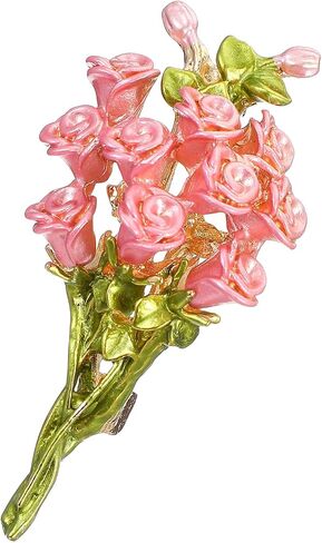 Pink Rose Bouquet Brooch for Women Girls, Rose Flower Brooch Pin for Coat Bag, Flower Lapel Pin Accessories, Romantic Gift for Valentine Mother's Day, Wedding Party Jewelry in Saudi Arabia