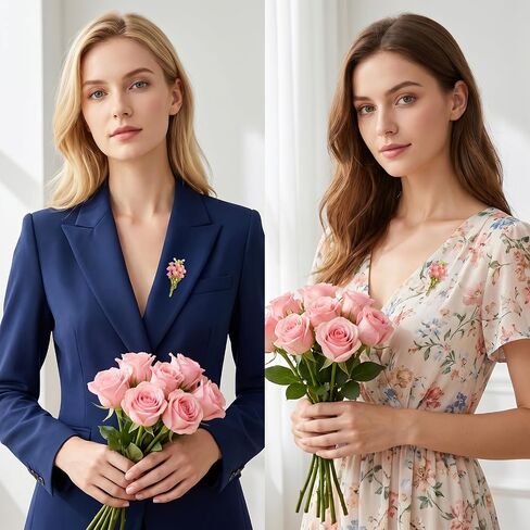 Pink Rose Bouquet Brooch for Women Girls, Rose Flower Brooch Pin for Coat Bag, Flower Lapel Pin Accessories, Romantic Gift for Valentine Mother's Day, Wedding Party Jewelry in Saudi Arabia