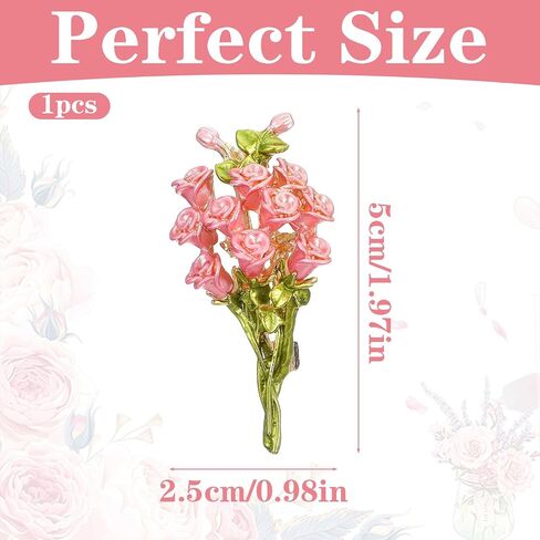 Pink Rose Bouquet Brooch for Women Girls, Rose Flower Brooch Pin for Coat Bag, Flower Lapel Pin Accessories, Romantic Gift for Valentine Mother's Day, Wedding Party Jewelry in Saudi Arabia