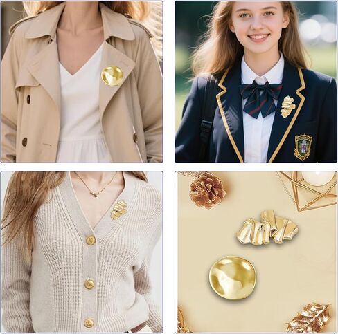 2Pcs Gold Brooch Pins for Clothes, Gold Irregular-Shaped Metal Brooches, Exquisite Brooches & Pins Decorations for Women Fashion Weddings Suit Dress Clothing Accessorie in Saudi Arabia