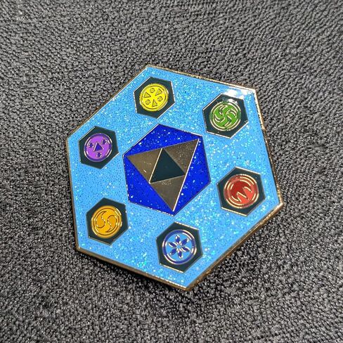 Chamber of Sages Enamel Pin – Legend of Zelda: Ocarina of Time Collectible | Triforce Hard Enamel Brooch with Glitter Finish | Gold-Plated Gamer Gift with Backer Card in Saudi Arabia