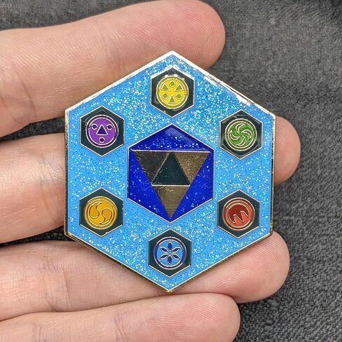 Chamber of Sages Enamel Pin – Legend of Zelda: Ocarina of Time Collectible | Triforce Hard Enamel Brooch with Glitter Finish | Gold-Plated Gamer Gift with Backer Card in Saudi Arabia