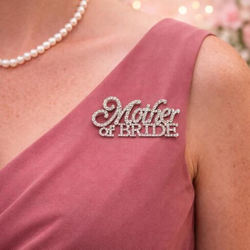 Mother of the Bride Rhinestone Brooch Pin Crystal Wedding Pin for Mom, Elegant Bridal Accessory Gift for Wedding Day, Bouquet or Dress Jewelry in Kuwait
