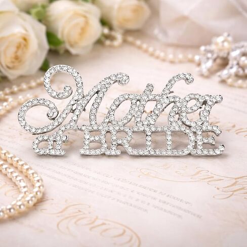 Mother of the Bride Rhinestone Brooch Pin Crystal Wedding Pin for Mom, Elegant Bridal Accessory Gift for Wedding Day, Bouquet or Dress Jewelry in Kuwait