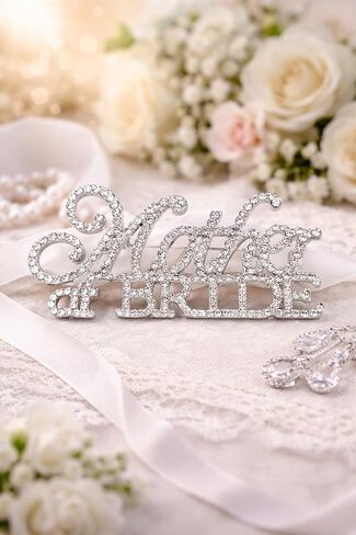 Mother of the Bride Rhinestone Brooch Pin Crystal Wedding Pin for Mom, Elegant Bridal Accessory Gift for Wedding Day, Bouquet or Dress Jewelry in Kuwait