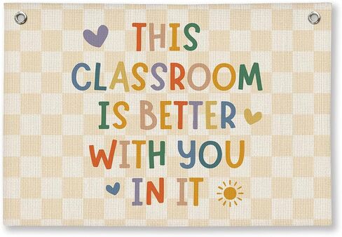 Playroom Wall Decor, Go Change The World Club Classroom Decor Hanging Linen Banner,Play Room Wall Decor for Nursery Toddler, 20x30 Inch in Kuwait