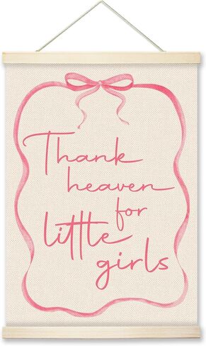 RZQIJ Thank Heaven For Little Girls Sign Pink and Blue Bow Hanging Wall Flags Canvas Banner 12x16 Inch - Coquette Room Decor Banner for Living Room, Bedroom - Pink Wall Art(040) in Saudi Arabia