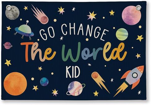 Playroom Wall Decor, Go Change The World Club Classroom Decor Hanging Linen Banner,Play Room Wall Decor for Nursery Toddler, 20x30 Inch in Kuwait