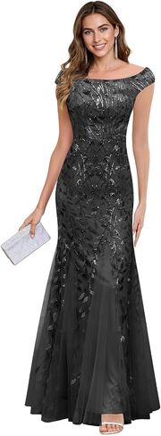 Tulle Mother of the Bride Dresses - Sequin Off the Shoulder Long Mermaid Formal Evening Dress for Women in Saudi Arabia