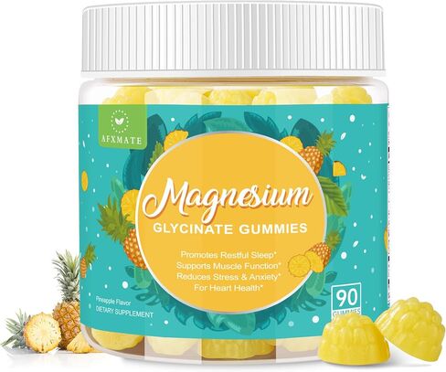 90 Count Magnesium Glycinate Gummies Sugar Free Magnesium Supplement for Adults with Glycinate & Malate, L-Theanine, Ashwagandha, Zinc, Vitamin B6 & D3 Peach Flavor in Saudi Arabia