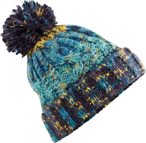 Beechfield Unisex Adults Corkscrew Knitted Pom Pom Beanie Hat (One Size) (Retro Blue) in Saudi Arabia