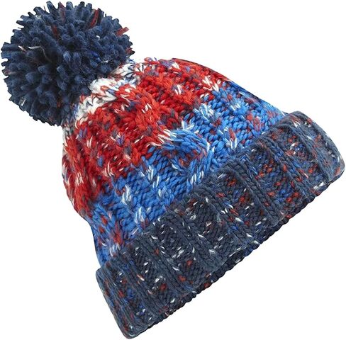 Beechfield Unisex Adults Corkscrew Knitted Pom Pom Beanie Hat (One Size) (Retro Blue) in Saudi Arabia