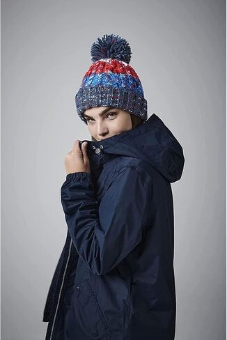 Beechfield Unisex Adults Corkscrew Knitted Pom Pom Beanie Hat (One Size) (Retro Blue) in Saudi Arabia