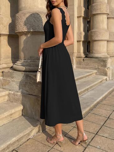 Womens Summer Casual Maxi Dress A line Flowy Sleeveless Scoop Neck Beach Travel Tank Long Dresses with Pockets in Saudi Arabia