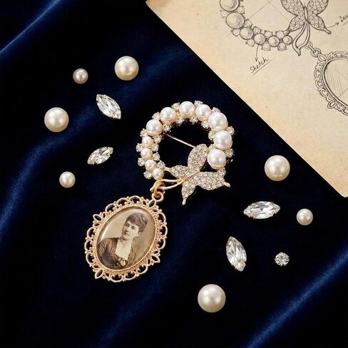 2 Pcs Wedding Bouquet Photo Charms Gold-Tone Silver-Tone Oval Bridal Bouquet Charm Photo Pendant Brooch for Wedding Memory in Saudi Arabia