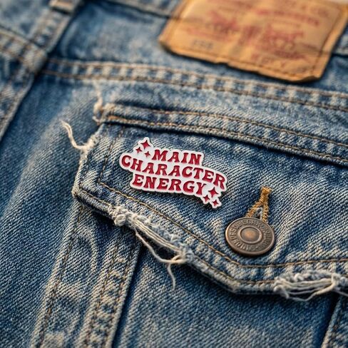 Positive Energy Pin -Funny Pins,Inspirational Brooch with"Main Character Energy" for Jackets, Backpacks,Hats.Trendy Red Sparkle Brooches Gifts for Friends, Family, Students and Teenagers in Saudi Arabia
