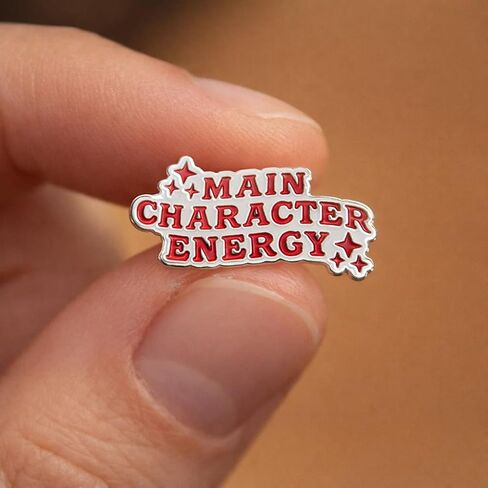 Positive Energy Pin -Funny Pins,Inspirational Brooch with"Main Character Energy" for Jackets, Backpacks,Hats.Trendy Red Sparkle Brooches Gifts for Friends, Family, Students and Teenagers in Saudi Arabia