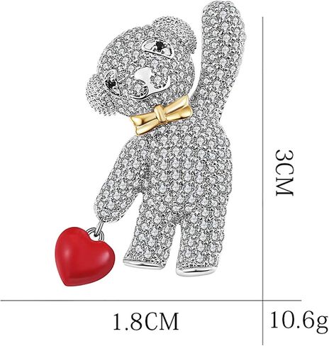 Silver Bear Brooch for Women with Rhinestones - Cute Animal Pin for Sweater, Hat, Scarf & More in Saudi Arabia
