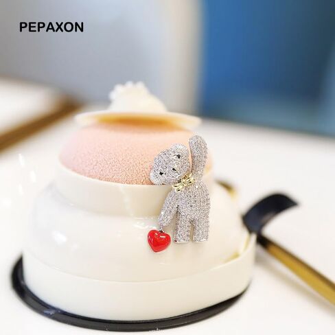 Silver Bear Brooch for Women with Rhinestones - Cute Animal Pin for Sweater, Hat, Scarf & More in Saudi Arabia