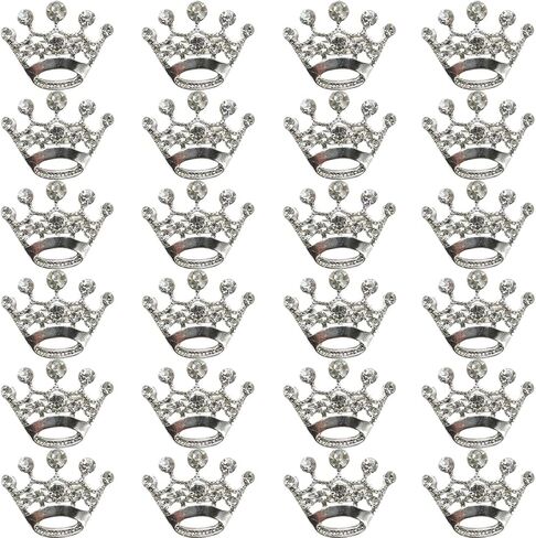 24PCS Tiara Crown Brooch Pins, Elegant Rhinestone Corsage Pins for Wedding Sash, Pageant, Party Decorations, Bulk Bridal Accessories in Kuwait