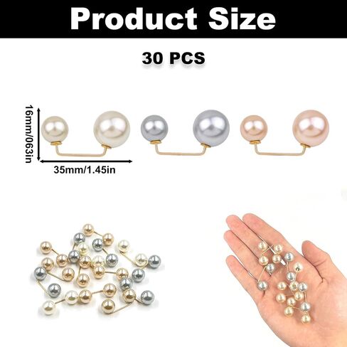 30PCS Artificial Pearl Brooch, Anti-Exposure Decoration Neckline Pins for Fixing, Pearl Collar Safety Pins for Sweater Shirt Shawl Clips Clothing Pants Bag Wedding Party Decoration in Saudi Arabia