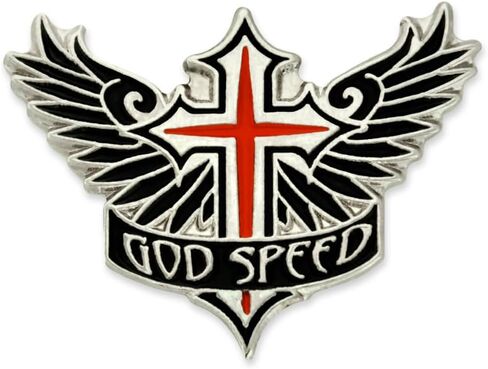 PinMart God Speed ​​Cross Angel Wings Biker دبوس طية صدر السترة - 10 عبوات in Kuwait