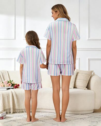 MyFav Mommy and Me Pajamas Set Mother Daughter Matching Family Sleepwear Button Down Nightwear in Saudi Arabia